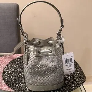 Coach | Bags | Coach Metallic Rhinestone Silver Mini Bucket Bag | Poshmark